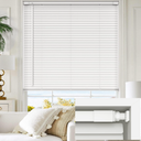 LazBlinds No Drill 1" Vinyl Mini Blinds, 26" W x 48" H, White | Cordless Tool Free Blinds for Windows, Light Filtering Horizontal Window Blinds & Shades