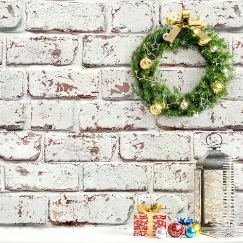 Aniboo White Brick Wallpaper Peel and Stick Faux Rustic Brick Contact paper 197inL 17.3inW Self Adhesive Removable Wallpaper for Bedroom Fireplace Kitchen Backsplash Waterproof Contact paper for Walls