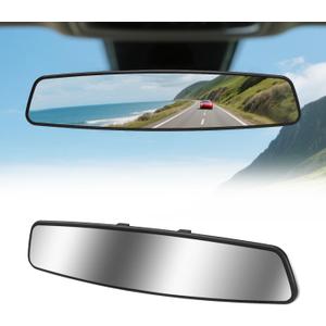 Rear View Mirror, 14 Inch Chrome Anti-glare Panoramic Rear Mirrors Universal Convex Car Interior Clip on Extra Big Wide Angle Rearview Mirror Extender to Reduce Blind Spot for Car SUV Trucks