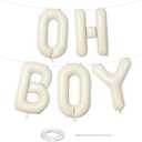 Large Beige Oh Boy Balloons, 40 Inch Cream White Sand OH BOY Balloon Letters with Ribbon, Neutral Ivory Alphabet Oh Boy Balloon for Baby Kid Boys Birthday Baby Shower Gender Reveal Party Decorations