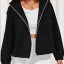 PRETTYGARDEN Womens 2026 Winter Fleece Sherpa Jacket Trendy Long Sleeve Zip Up Cropped Warm Coat Fall Fashion Workout Clothes (Black, M)
