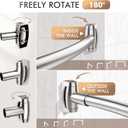 Curved Shower Curtain Rod for Bathroom, 40-72 Inches Adjustable Curved Shower Rod, 0.9MM Rustproof Shower Curtain Rod with Rotating Brackets for Extra Shower Space, Need To Drill, Brush Nickel