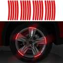 20 Pcs Car Wheel Hub Reflective Sticker, Red, PVC, Striped, Stripe, Minimalist, Powder Coated, Waterproof, Outdoor, Car, Truck, Motorcycle