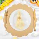 60 Pcs Kraft Paper Placemats, 13.5 Inch Scalloped Placemat Disposable Round Table Place Mats Decorative Paper for Dining Table Birthday Rustic Farmhouse Holiday Party