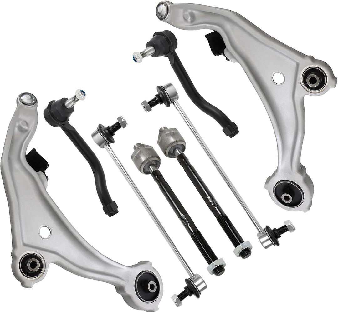 Suspension Front Control Arm Kit Compatible With 2009-2014 Nissan Murano Front Lower Control Arm, Sway Bar Link, Inner & Outer Tie Rod Ends