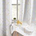 White Blackout Curtains for Bedroom Living Room with Gold Foil Print Panels Room Darkening Energy Saving Grommet 95% Blackout Drapes for Patio Hall Studio, 2 Panels, 52" Wx63 L