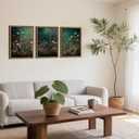 Vintage Wildflower Wall Art Set of 3, Moody Dark Green Flower Botanical Wall Decor Paintings,Nature Floral Farmhouse Landscape Posters Prints Pictures for Living Room Bedroom 16x24 Inch Wood Framed, 24L" x 16W"