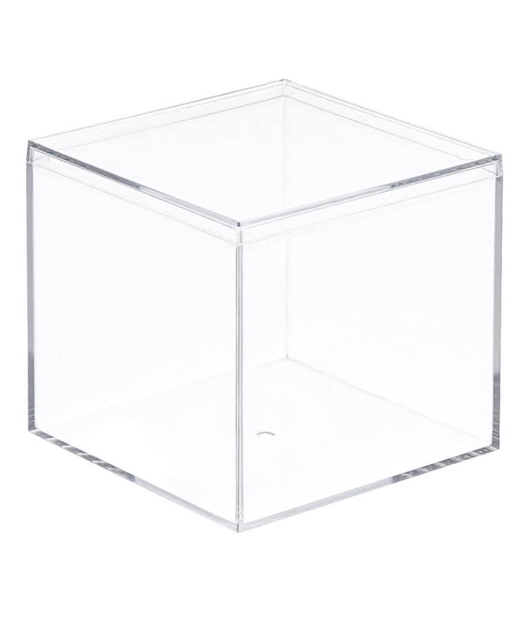 Clear Acrylic Plastic Storage Box Square Cube Display Case with Lid, 7x7  Container Box for Small Item, Pack of 1