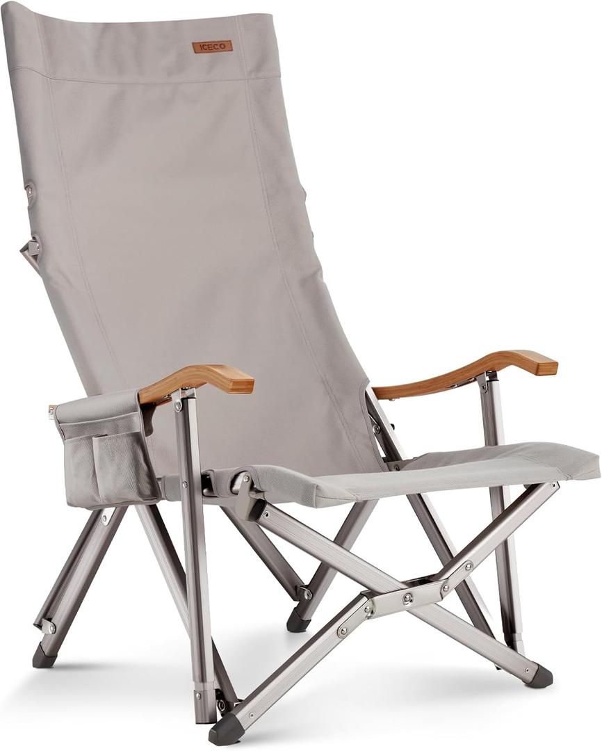 ICECO Low Camping Chairs for Adults, Hold Up 600 LBS, Heavy Duty Folding Chair for Outside, Portable Outdoor Backpack Camping Chairs with Storage Bag