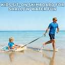 Skimboard with Handles Tow Rope, Wooden Skim Boards Beach Toy for Kids, Towable Kids Board for Shallow Water Beach and Lawn Use