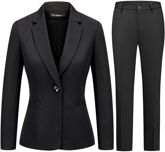 Women's Business Suits for Work Professional 2 Piece Slim Fit Outfits Pants Suit for Women M