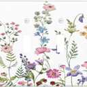 Rustic Wild Floral Vintage Watercolor Flower Quad Gang Toggle Light Switch Cover 4-Gang Wall Plates Decorative Electrical Switchplate for Home Bedroom Art Decorate
