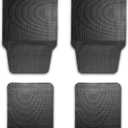 NASCAR Essential Car Floor Mats  4-Piece Set | All-Weather Protection | Universal Fit for Cars, Trucks & SUVs | Trim-to-Fit | Black Rubber Floor Mats