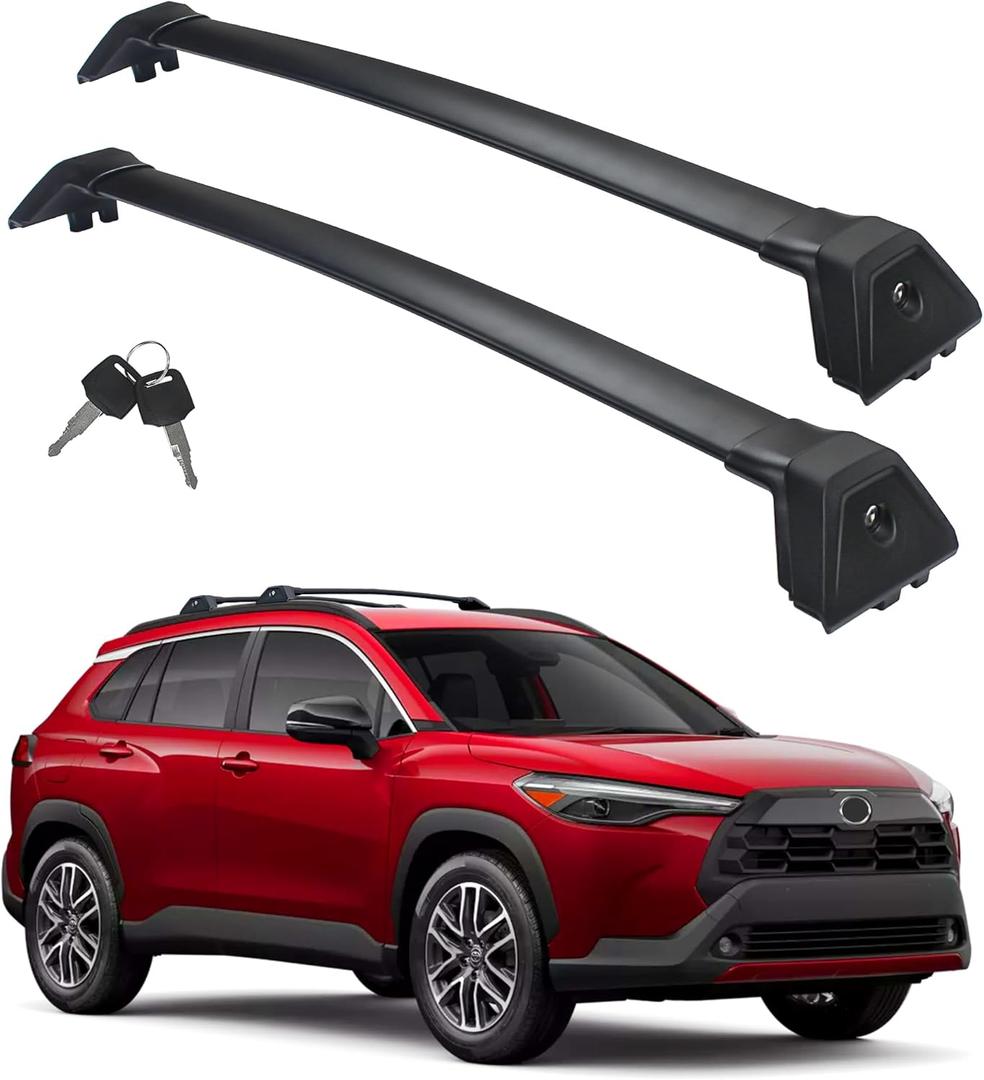 Autekcomma Heavy Duty Roof Rack Crossbar Compatible for Corolla Cross 2023-2026 (Not for L/Hybrid S) Black Matted Max 260lb Loading Weight Anti-Corrosion Aluminum Anti -Theft Locking Mechanism