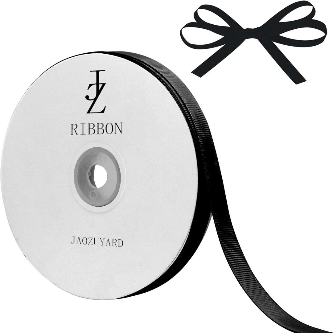 JaoZuyard Black Grosgrain Ribbon 3/8 Inch X 50 Yards Black Grosgrain Ribbon for Crafts Gift Wrapping Hair Accessories Wedding Decor Sewing and Bow Making Holiday Decoration Gift Ribbons