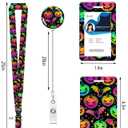 ID Badge Holder with Retractable and Detachable Lanyard, Cute Badge Reel Breakaway Lanyard with Carabiner Clip for Women, Teachers, Nurses, Perfect Work and Office (Colourful Haloween Pumpkins)