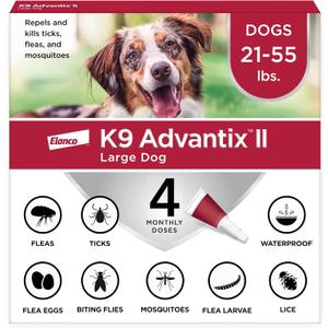 K9 Advantix II Large Dog Vet-Recommended Flea, Tick & Mosquito Treatment & Prevention | Dogs 21 - 55 lbs. | 4-Mo Supply