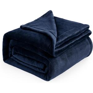 Bedsure GentleSoft Navy Fleece Blankets Queen Size - Bed Blanket Blue Soft Lightweight Plush Fuzzy Cozy Luxury Microfiber, 90x90 inches