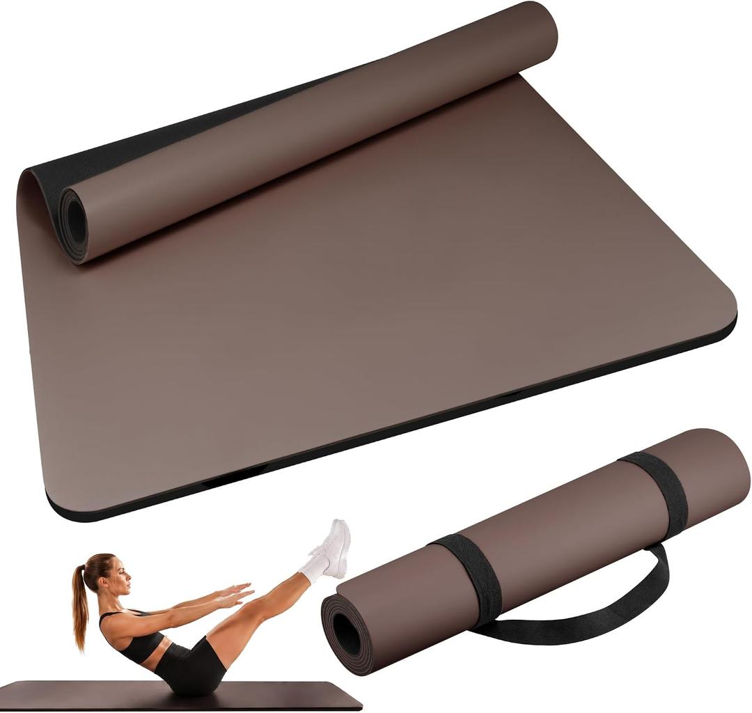 Professional PU & Natural Rubber Yoga Mat – Non Slip 5mm Thick Workout Mats for Women & Men, 72"x27" Wide Exercise Pad for Hot Yoga, Pilates, HIIT & Home Gym – Strap Included