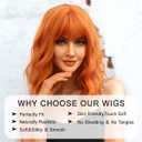 Veally Short Ginger Orange Wig - Wavy Bob with Bangs, Curly Wig for Women - Natural Looking Synthetic Heat Resistant Fiber - Daily Party Use