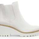 DREAM PAIRS Women's Wedge Chelsea Ankle Boots Fashion Round Toe Low Wedge Heel Platform Booties Shoes (White), 8.5