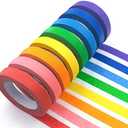 UMETDO 8PCS Colored Masking Tape - Painters Tape, Rainbow Colors Rolls, Kids Art Supplies, Great for Crafts, Labeling, DIY Decorative, 1/2 Inch Masking Tape- Tiny Size
