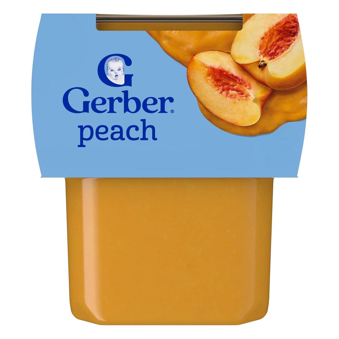 Gerber 2nd Foods Peaches, 4 Ounce Tubs, 2 Count (Pack of 8) Stage 2 baby food; peach puree tubs; no artificial colors or flavors; 16 x 4 oz, BBD 01/31/2026