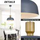 Farmhouse Pendant Lights, Adjustable Hanging Light Fixtures with Hammered Metal Shade, 12.4 inch Pendant Lighting for Kitchen Island, Blue