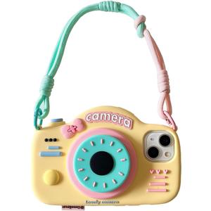 Camera with Bracket Case Compatible with iPhone 16 Pro Max, Funny 3D Cartoon Cute Kawaii Soft Silicone Shockproof Protector for Women Girls