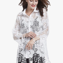 SIMPLY COUTURE Women's Long Sleeve Floral Mesh Button Down Blouse S
