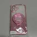 iPhone 16 Plus Magnetic Glitter Kickstand Case, [Compatible with MagSafe] Girly Woman Makeup Mirror Cute Bling Rhinestones Cover + Camera Protector Ring Stand for iPhone 16 Plus (Pink)