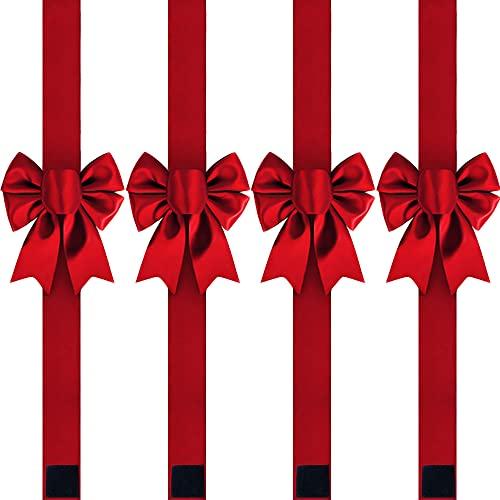 PBQOA Christmas Cabinet Bows Festive Ribbons Large X-Mas Door Ribbon Party Decorations, Red