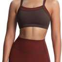 Aoxjox Women's Workout Sports Bras Takes Two Bra High Impact Training Fitness Running Yoga Crop Tank (Mulch/ Rum Raisin, Medium)