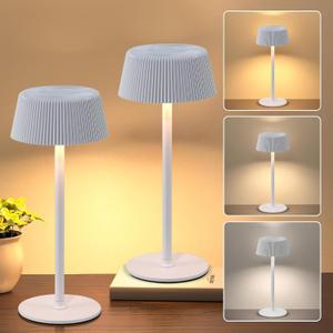 uuffoo Cordless Table Lamps Rechargeable Set of 2, Outdoor Table Lamp with 3 Color Stepless Dimming, Battery Operated Desk Night Light for Patio, Restaurant, Bedroom