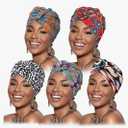 DRESHOW 5 Pack Knotted Headwraps for Women African Turban Pre-Knotted Beanie Headwraps Hair Covers