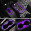 4PCS Interior Accessories Decoration Cover Trim Kit Front+Rear Water Cup Holder Trim Gear Shift Box Trim Transfer Case Trim