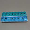 EZY DOSE Weekly (14-Day) Pill Organizer, Vitamin and Medicine Box, Large Snap Compartments, Easy-To-Open, BPA Free, Blue and Green