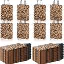 Tinlade 16 Pcs Cheetah Print Gift Bags Leopard Print Small Paper Goodies Bags with Handles Jungle Safari Party Favors for Kids Wild Life Animal Birthday Baby Shower Decorations Supplies