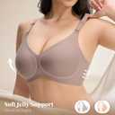 Womens Wireless Jelly Bras Plunge Full Coverage Tshirt Plus Size Bra | Comfortable, no underwire, Push Up, Seamless, V-Neck, bralettes, Older Women, Everyday, soft, Support&Lift (XL)