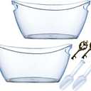 2 PCS Ice Bucket,Acrylic Ice Buckets for Parties,5.5L Extra Large Clear Champagne Beer Tub Mimosa Bar Supplies Kit Beverage with Cork screw & Scoop for Wine Cocktail Bar(Clear)