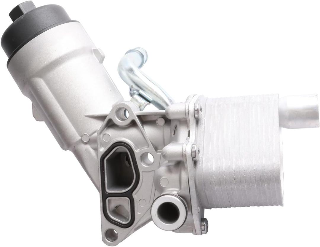 MITZONE Engine Oil Cooler Filter Housing Assembly Adapter Kit with Gaskets Cap Filter Insert Compatible with 2011-2018 1.4L Turbo Chevrolet Cruze Sonic Trax Buick Encore OE 55566784 650039 88179-91400 (55566784(Upgrade Aluminum))