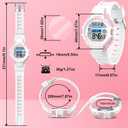 Kids Digital Watch for Boys Girls, Waterproof LED Colorful Lights Sports Watch Suitable for 5-17 Years Old Teenagers (with Gift Box) (B-white/pink)