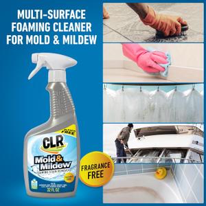 CLR Mold & Mildew Clear, BleachFree Stain Remover Spray Works on Fabric, Wood, Fiberglass, Concrete, Brick, Glass, and More EPA Safer Choice, 32 Fl Oz (Pack of )1