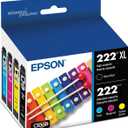 4 x EPSON 222 Claria Ink High Capacity Black & Standard Color (Cyan/Magenta/Yellow) Cartridge Combo Pack (T222XL-BCS) Works with WorkForce WF-2960 Expression XP-5200