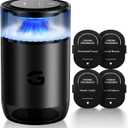 Smart Car Air Freshener Diffuser, Waterless Essential Oil Diffuser with 4 Modes, 4 Scent Refills, Auto On/Off, USB - C Rechargeable Wireless, Ambient Light for Home/Car Use (5502-Black)