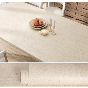 VEELIKE Cream Beige Granite Contact Paper for Countertops Waterproof Peel and Stick Matte Limestone Countertop Contact Paper 24''x118'' Self Adhesive Beige Marble Wallpaper for Kitchen Counter Top