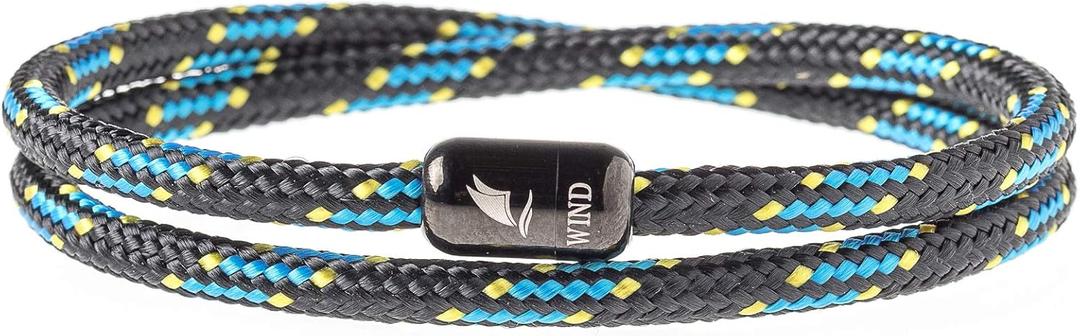 Wind Passion - Mens Bracelet, Durable Rope Wristband for Men, Versatile Pulseras Para Hombres - Waterproof, Magnetic Clasp, Ideal for Outdoor & Fashion (Large ( Wrist size: 6.30 - 7.08 inch ), Black Magnet - Dark Ocean)