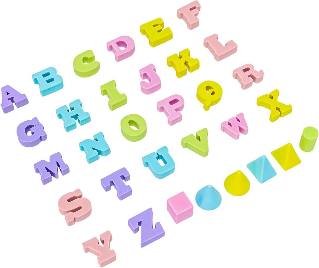 76 PCS Mini Letter Pencil Erasers Bulk Triangle Eraser Geometric Eraser Cute Classroom Pencil Erasers for Party Favor, Home, School, Work, Rewards, Prizes, Gifts