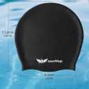 Extra Large Swim Cap for Adult Women Men - Swim Cap for Long Hair, Braids, Dreadlocks, Weaves, Curls & Afros - Black Silicone Swimming Cap, Gifts for Swimmers