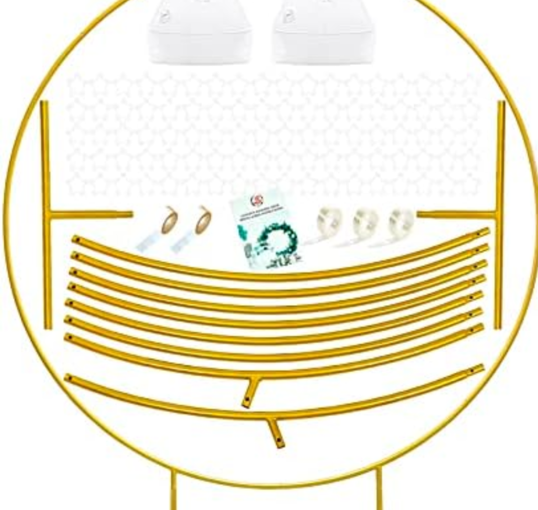LANGXUN 7.2ft Gold Metal Round Balloon Arch kit, Backdrop Circle Stand Arch Frame for Wedding Birthday Party Decoration, Graduation Decorations and Baby Shower Photo Background